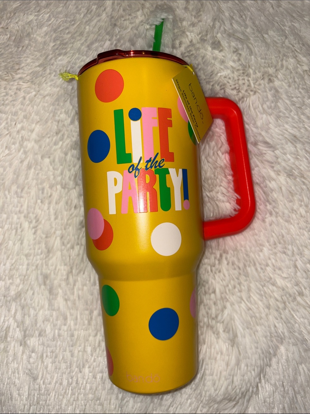 ban.do Yellow "Life of the Party" Polka Dot Tumbler with Red Handle